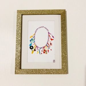 RARE Framed Handmade “80’s Charm Necklace” Wall Art